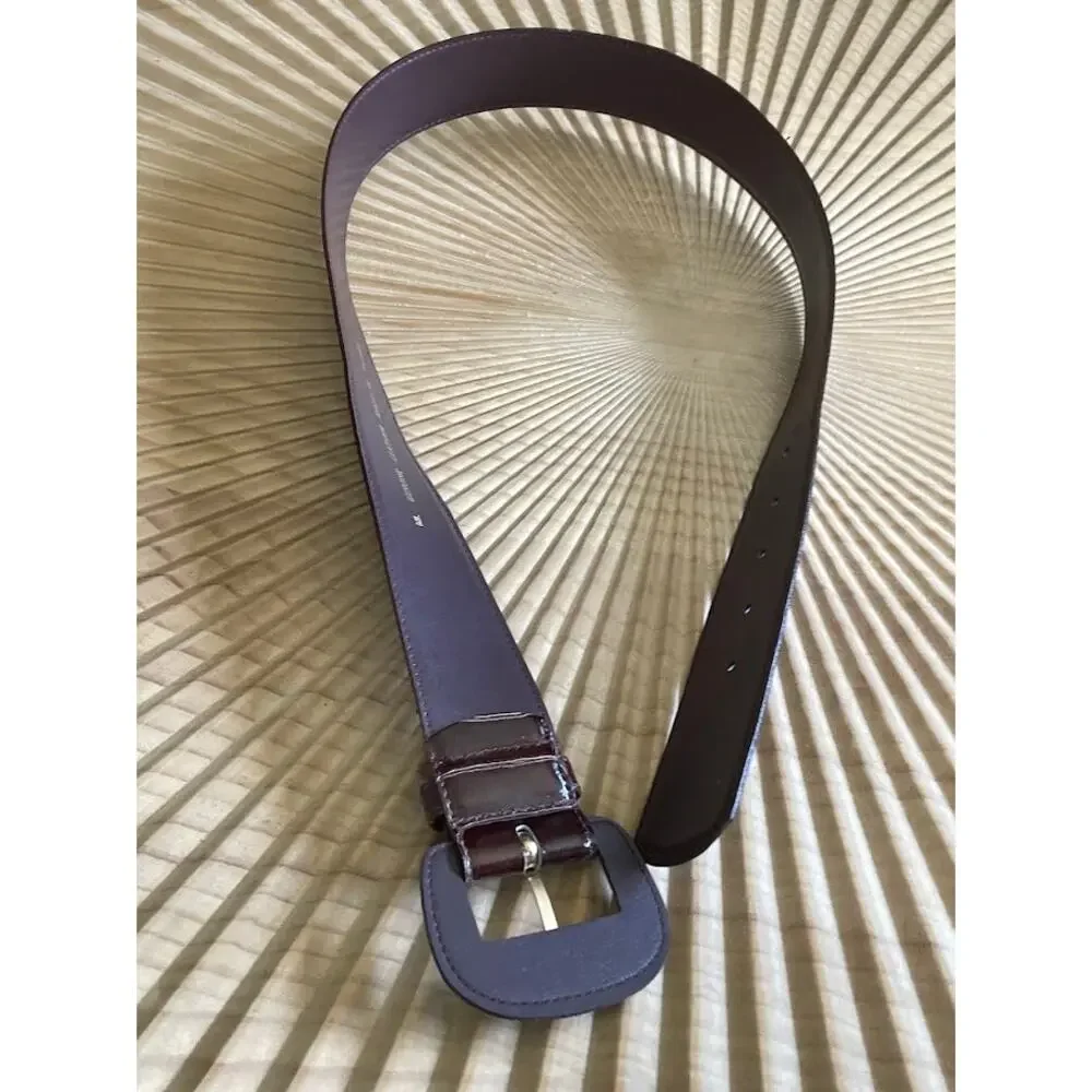 Womens Genuine Leather Reptile Print Wide Belt Espresso Brown Size M/L